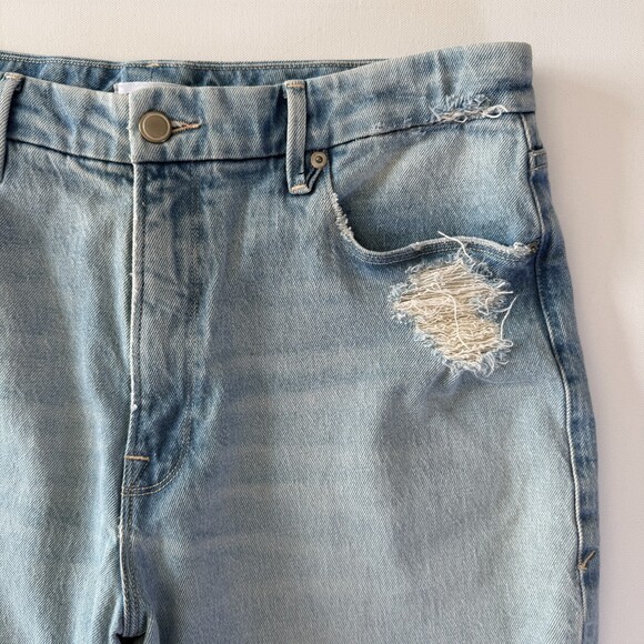 Good American Mom Jeans Women's Sz 10 / 30 High Waist Distressed Light Wash Blue - Picture 6 of 16